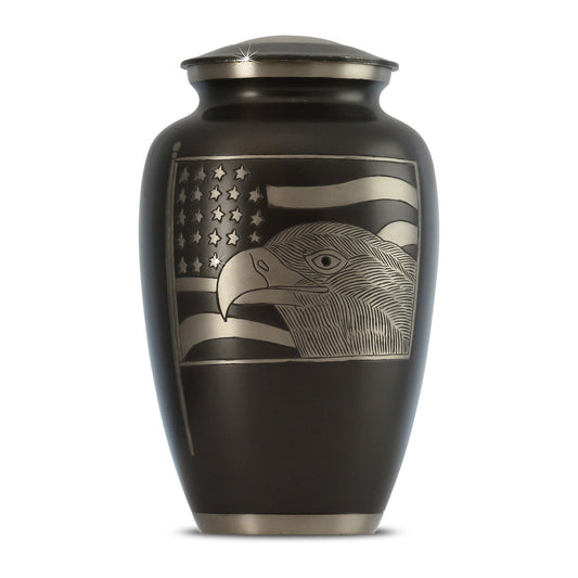 Timeless Eagle & Flag Brass Urn